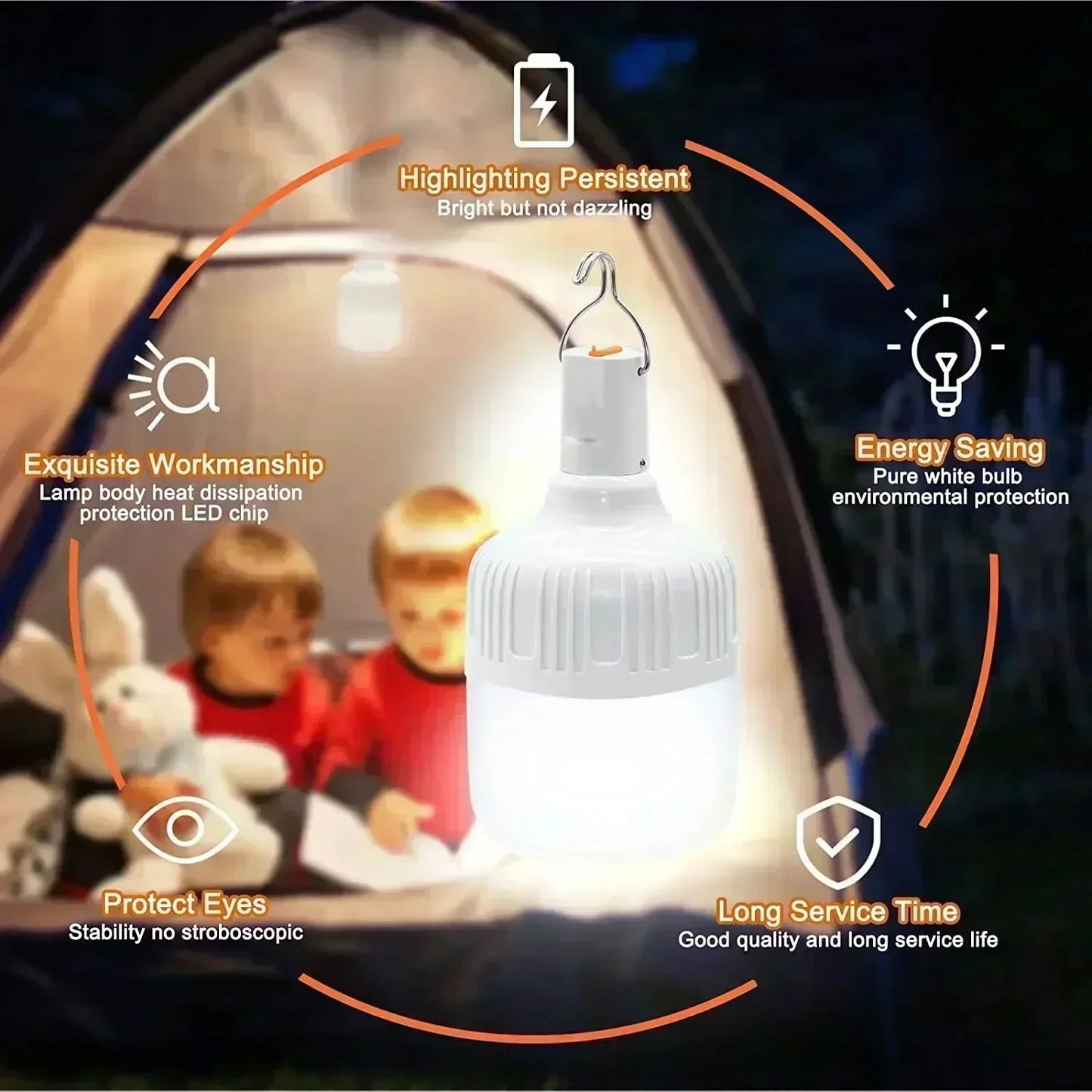 60W USB Rechargeable Emergency Light Bulb Lantern